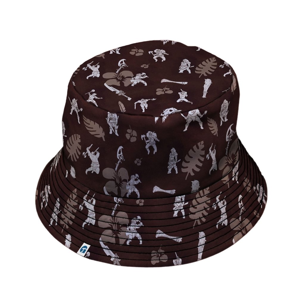 DND Barbarian Class Hawaiian Bucket Hat - M - Grey Stitching - -