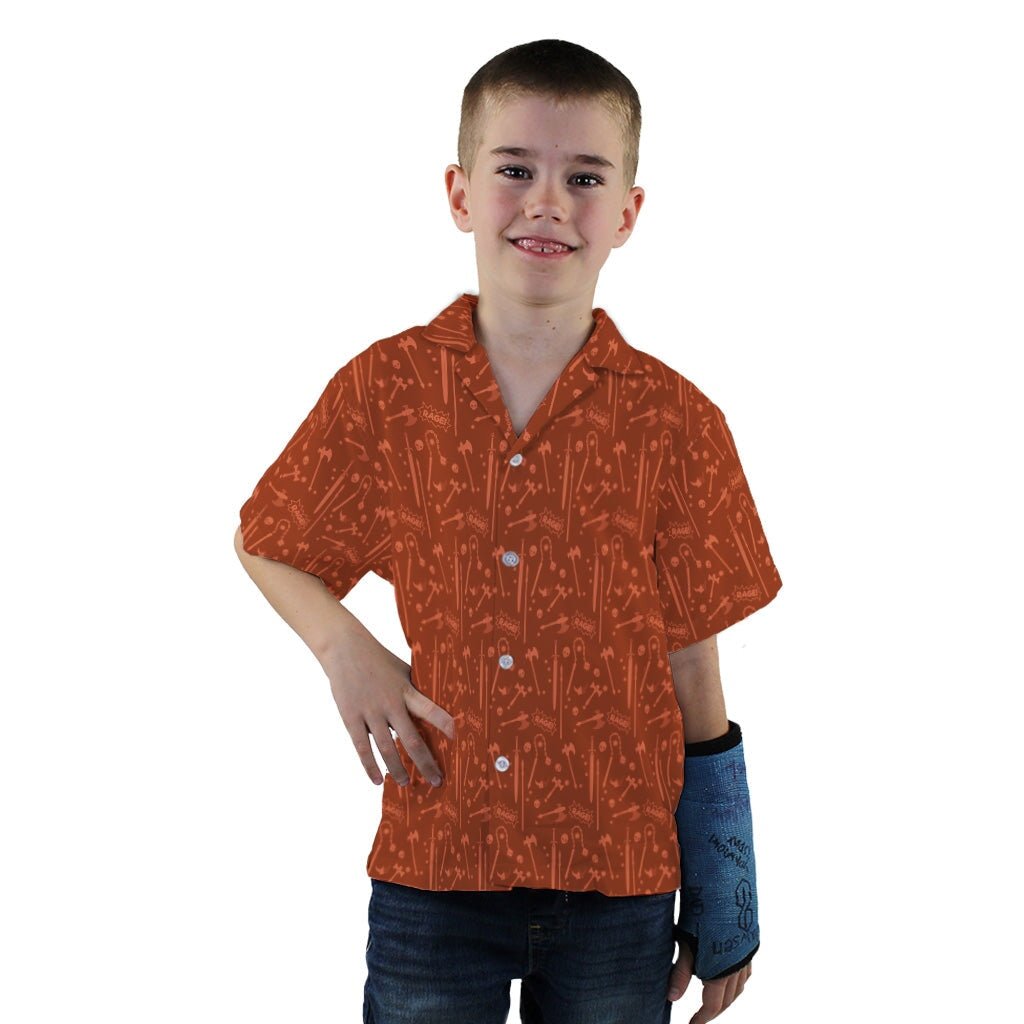 Dnd Barbarian Class Youth Hawaiian Shirt - YXS - -