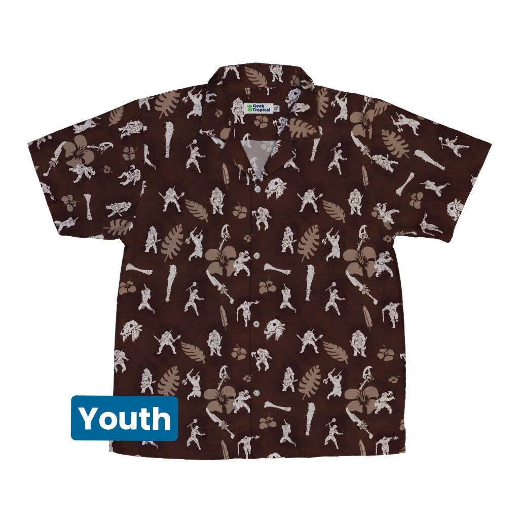 Dnd Barbarian Class Youth Hawaiian Shirt - YXS - -