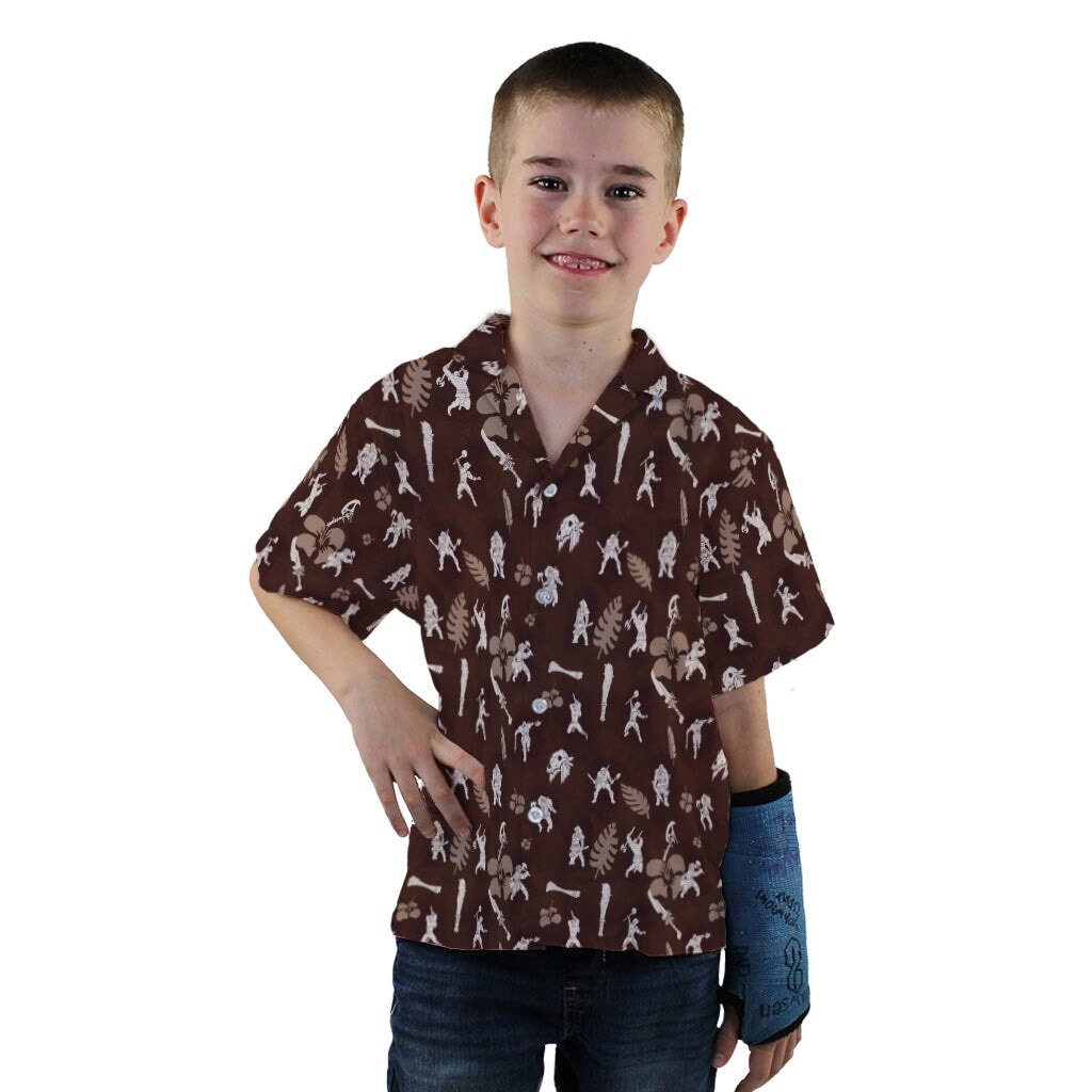 Dnd Barbarian Class Youth Hawaiian Shirt - YXS - -