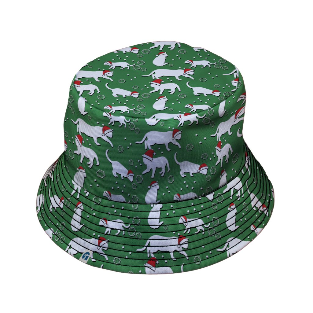 Dnd Christmas Dice Cats Bucket Hat - M - Black Stitching - -