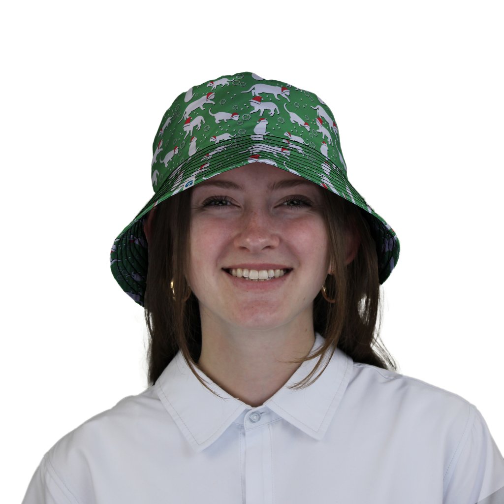 Dnd Christmas Dice Cats Bucket Hat - M - Grey Stitching - -