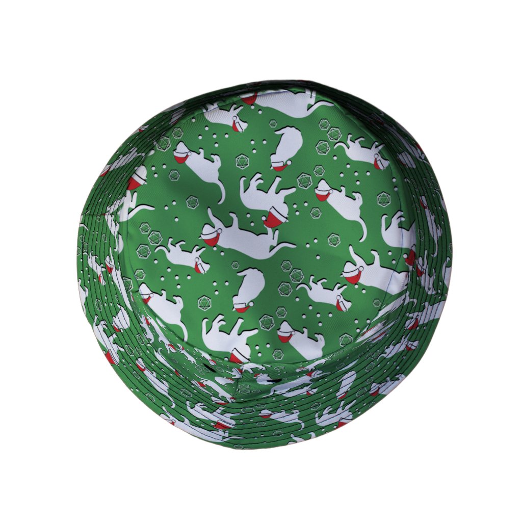 Dnd Christmas Dice Cats Bucket Hat - M - Grey Stitching - -