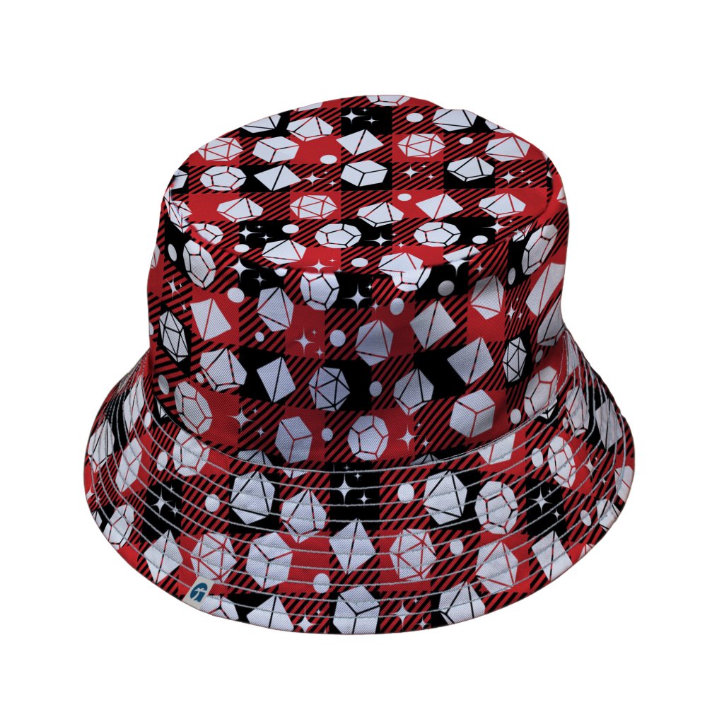 Dnd Christmas Red Plaid Bucket Hat - M - Grey Stitching - -