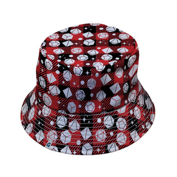 Dnd Christmas Red Plaid Bucket Hat - M - Grey Stitching - -