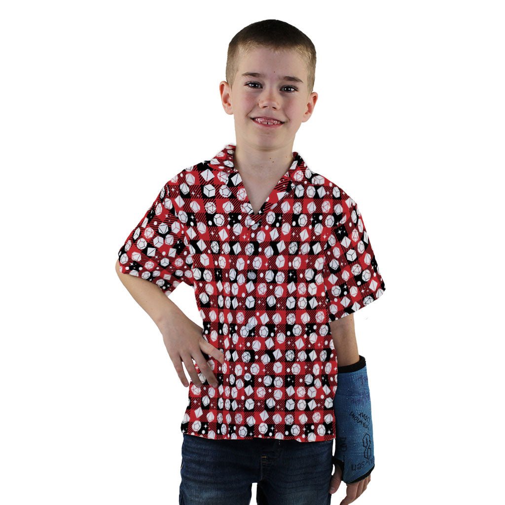 Dnd Christmas Red Plaid Youth Hawaiian Shirt - YXS - -