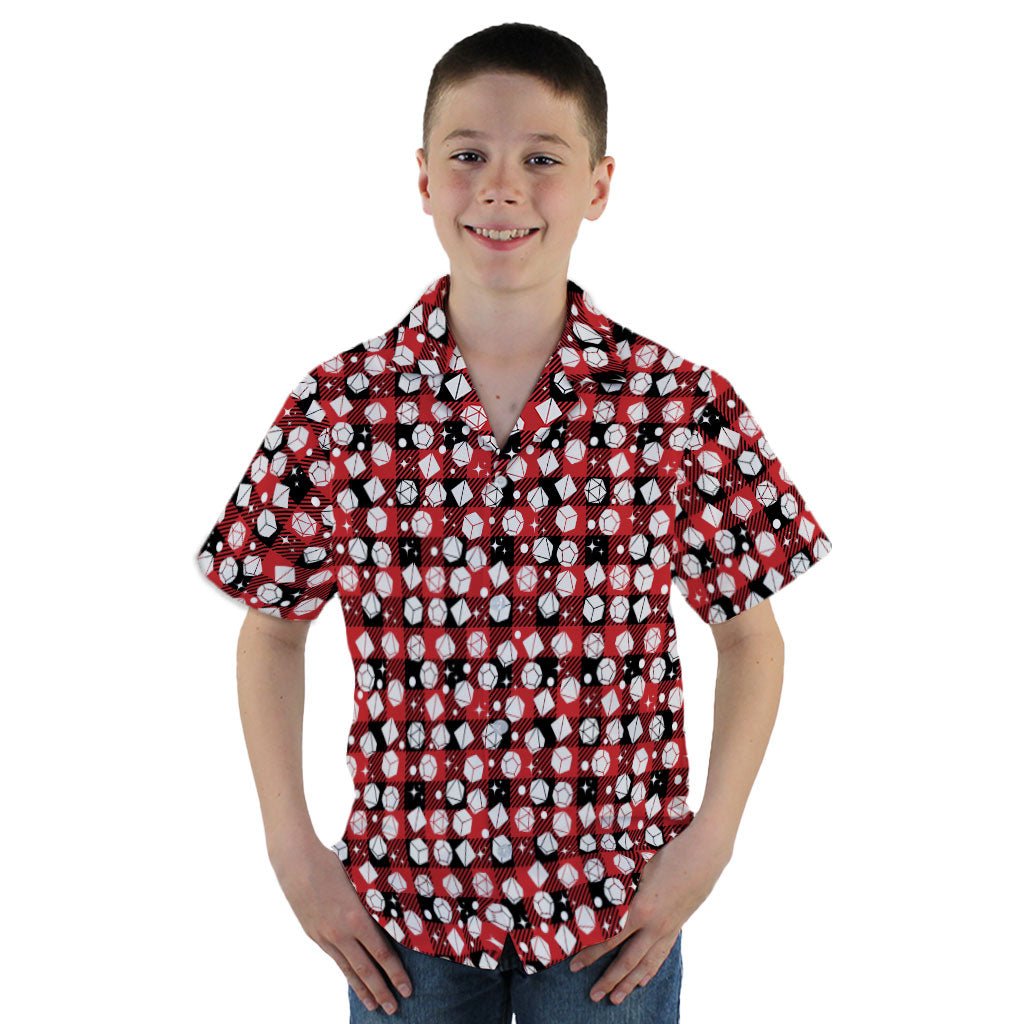 Dnd Christmas Red Plaid Youth Hawaiian Shirt - YM - -