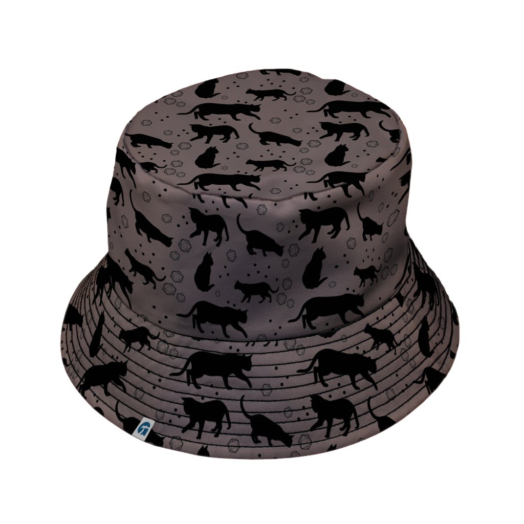 DND Dice Black Cats Bucket Hat - M - Black Stitching - -