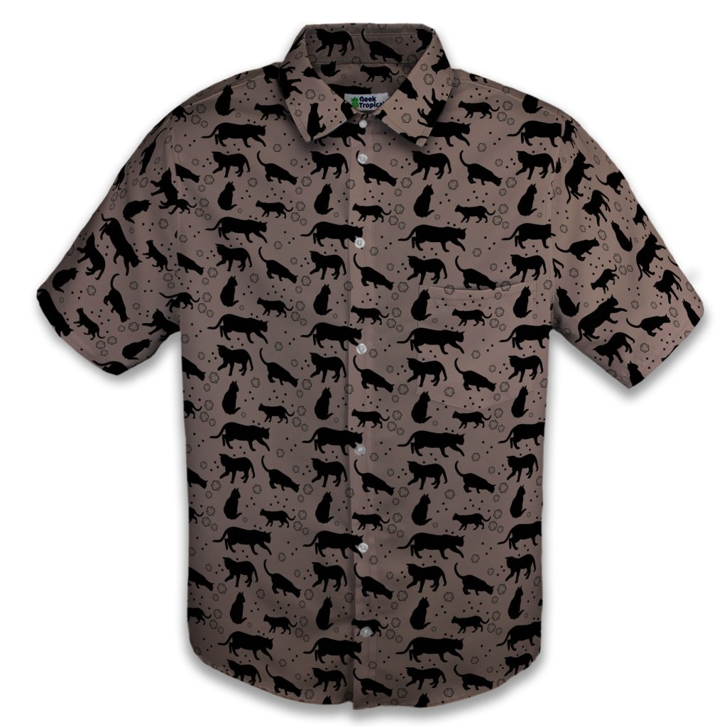 DND Dice Black Cats Button Up Shirt - S - Button Down Shirt - No Pocket -