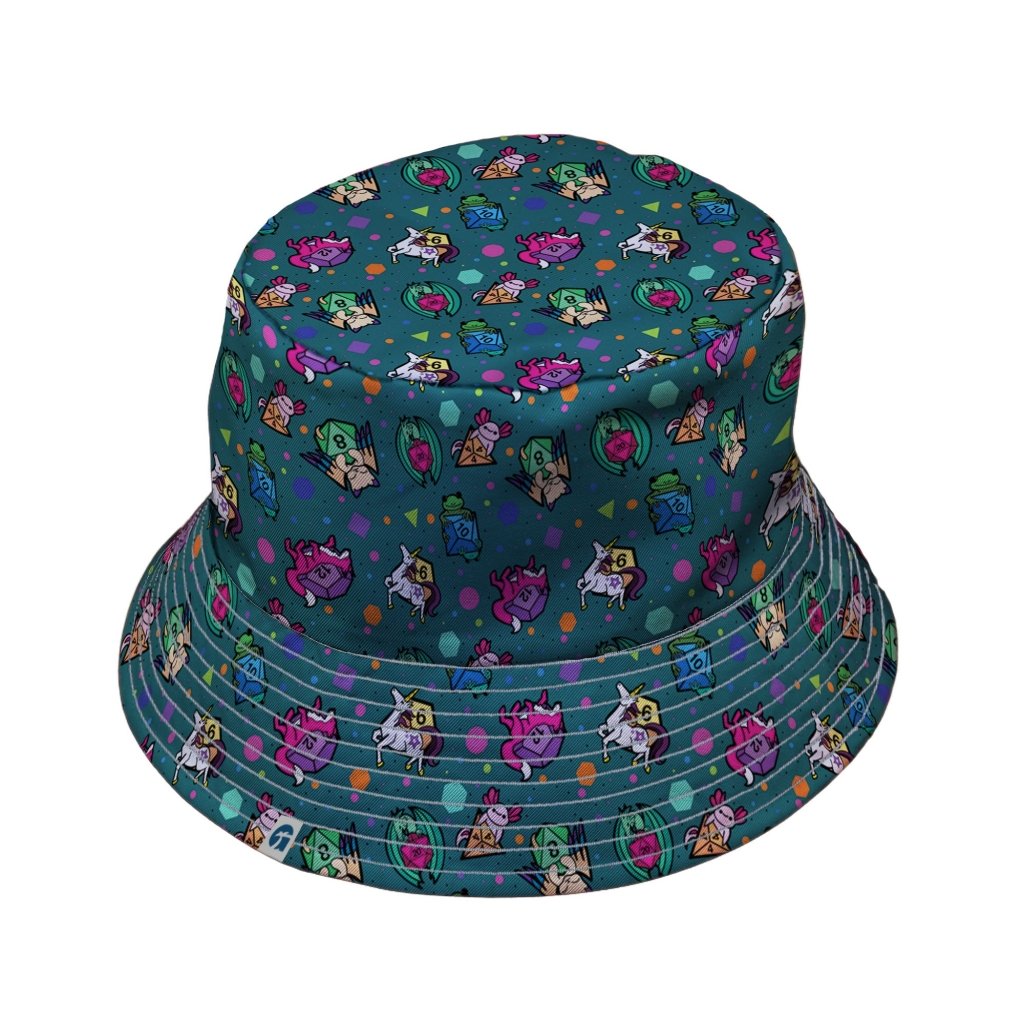 Dnd Dice Critters Teal Bucket Hat - M - Grey Stitching - -