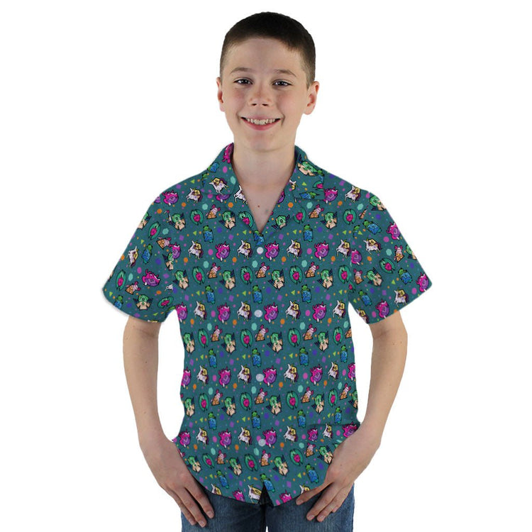Dnd Dice Critters Teal Youth Hawaiian Shirt - YM - -