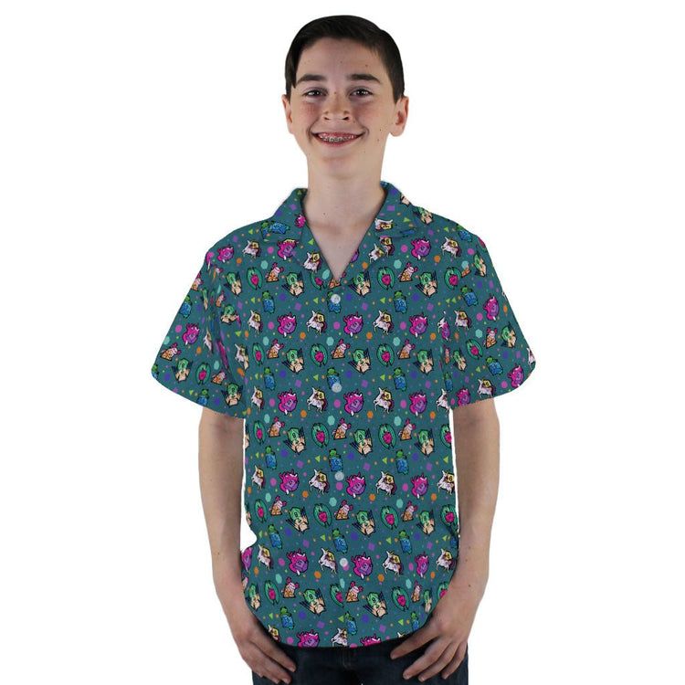 Dnd Dice Critters Teal Youth Hawaiian Shirt - YL - -