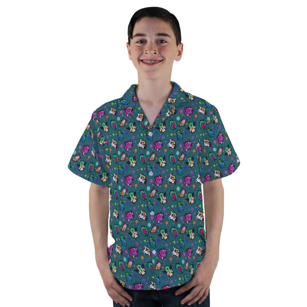 Dnd Dice Critters Teal Youth Hawaiian Shirt - YL - -