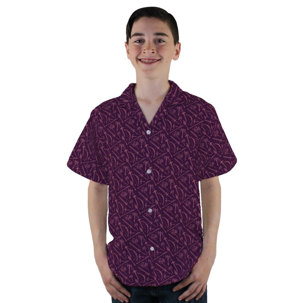 Dnd Medieval Weapons Youth Hawaiian Shirt - YL - -