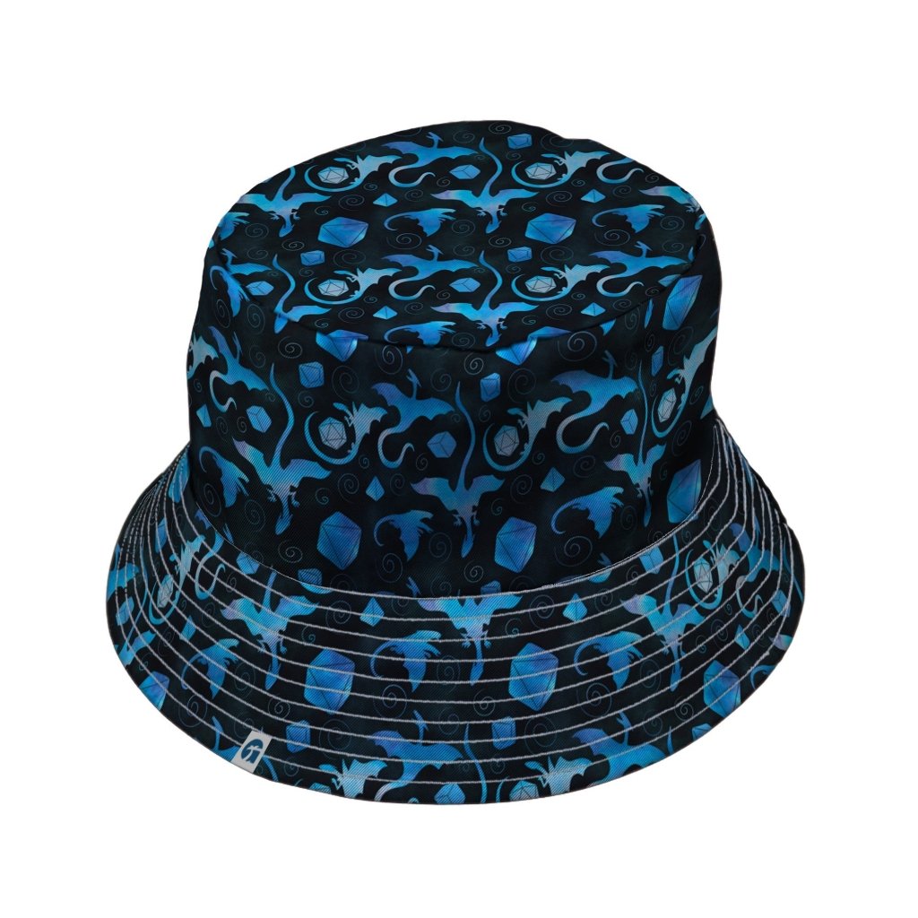 Dnd Mystic Blue Dragons Bucket Hat - M - Grey Stitching - -
