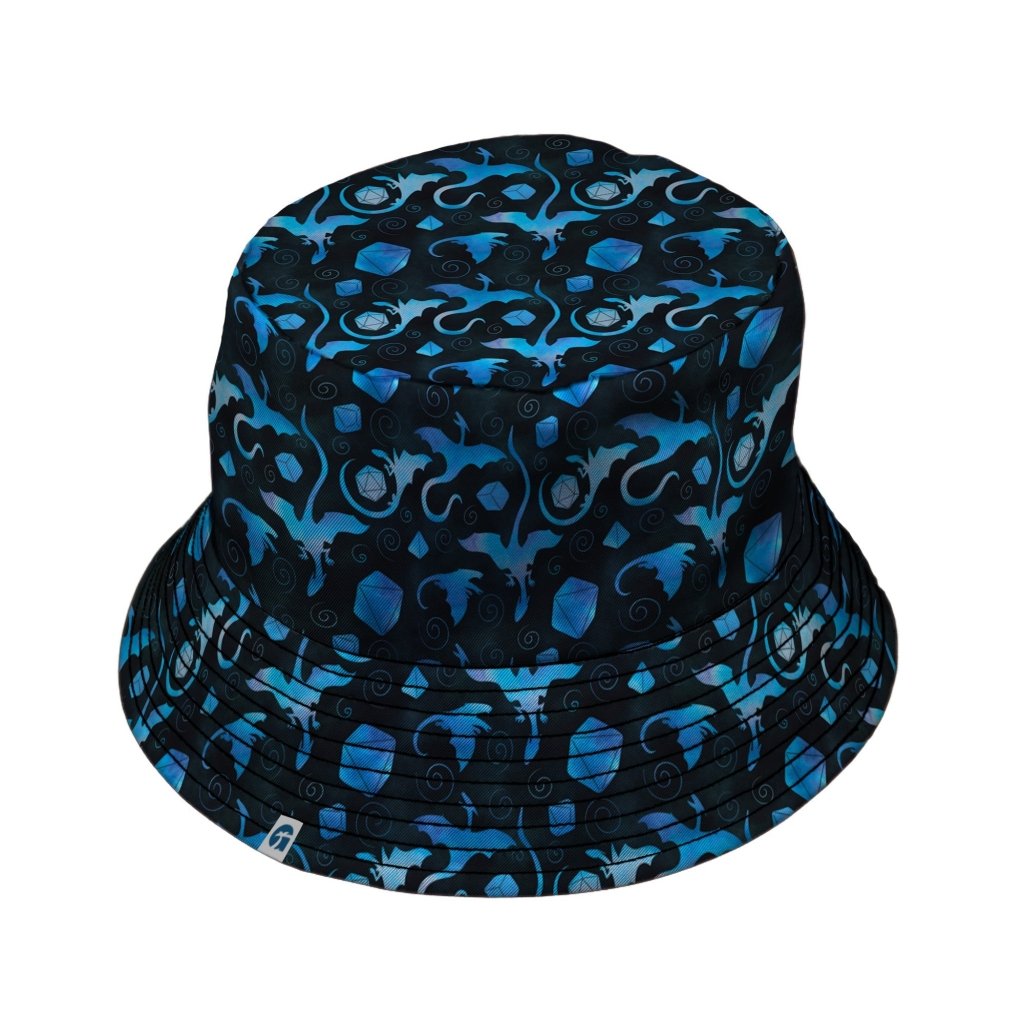 Dnd Mystic Blue Dragons Bucket Hat - M - Black Stitching - -