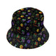 Dnd RPG Christmas Black Bucket Hat - M - Grey Stitching - -