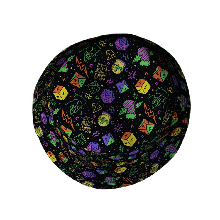 Dnd RPG Christmas Black Bucket Hat - M - Grey Stitching - -