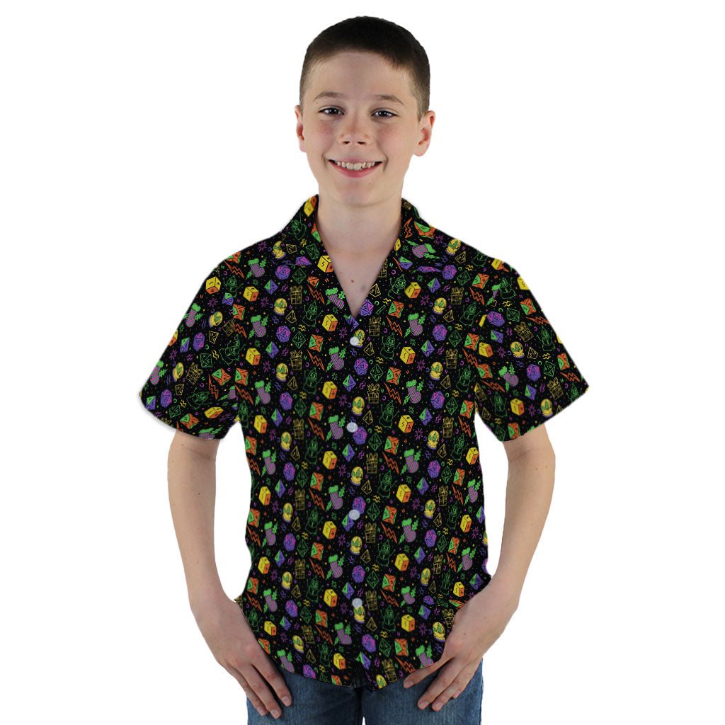 Dnd RPG Christmas Black Youth Hawaiian Shirt - YM - -