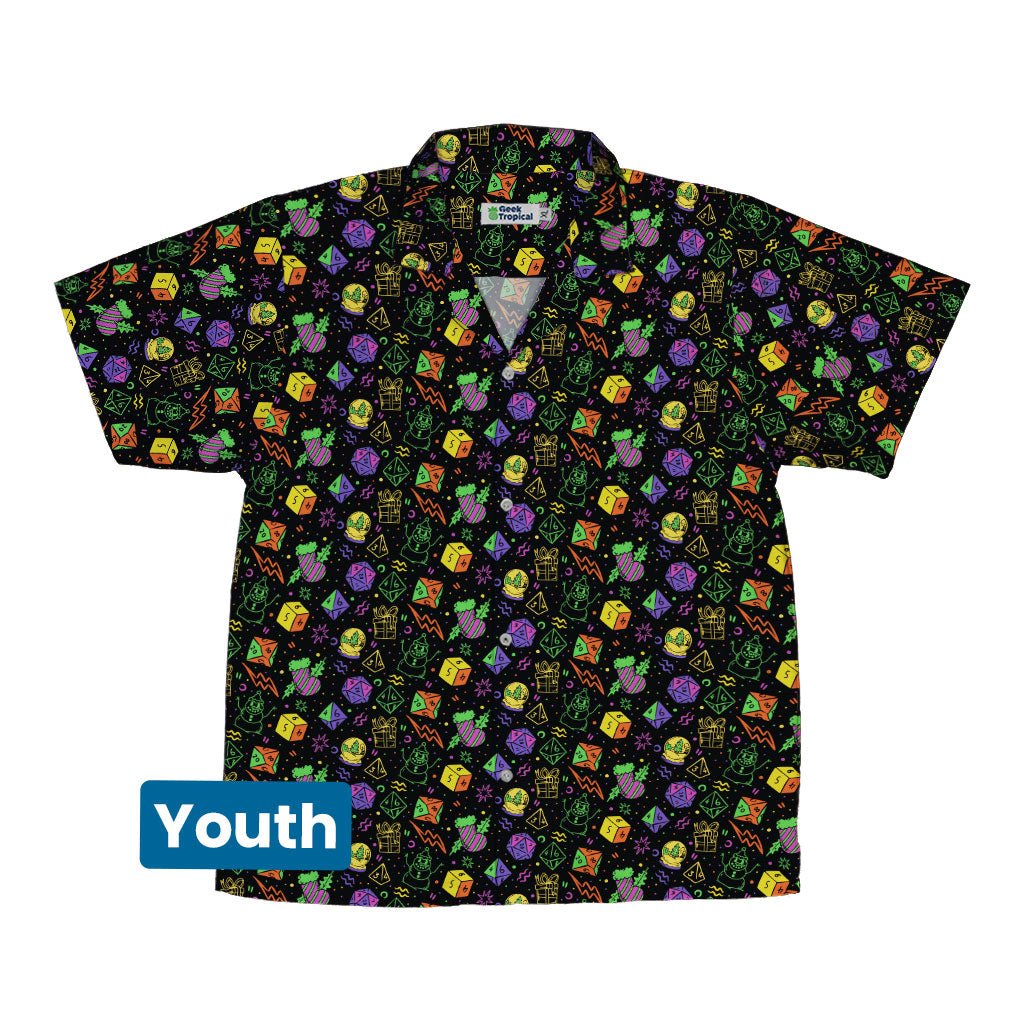 Dnd RPG Christmas Black Youth Hawaiian Shirt - YXS - -