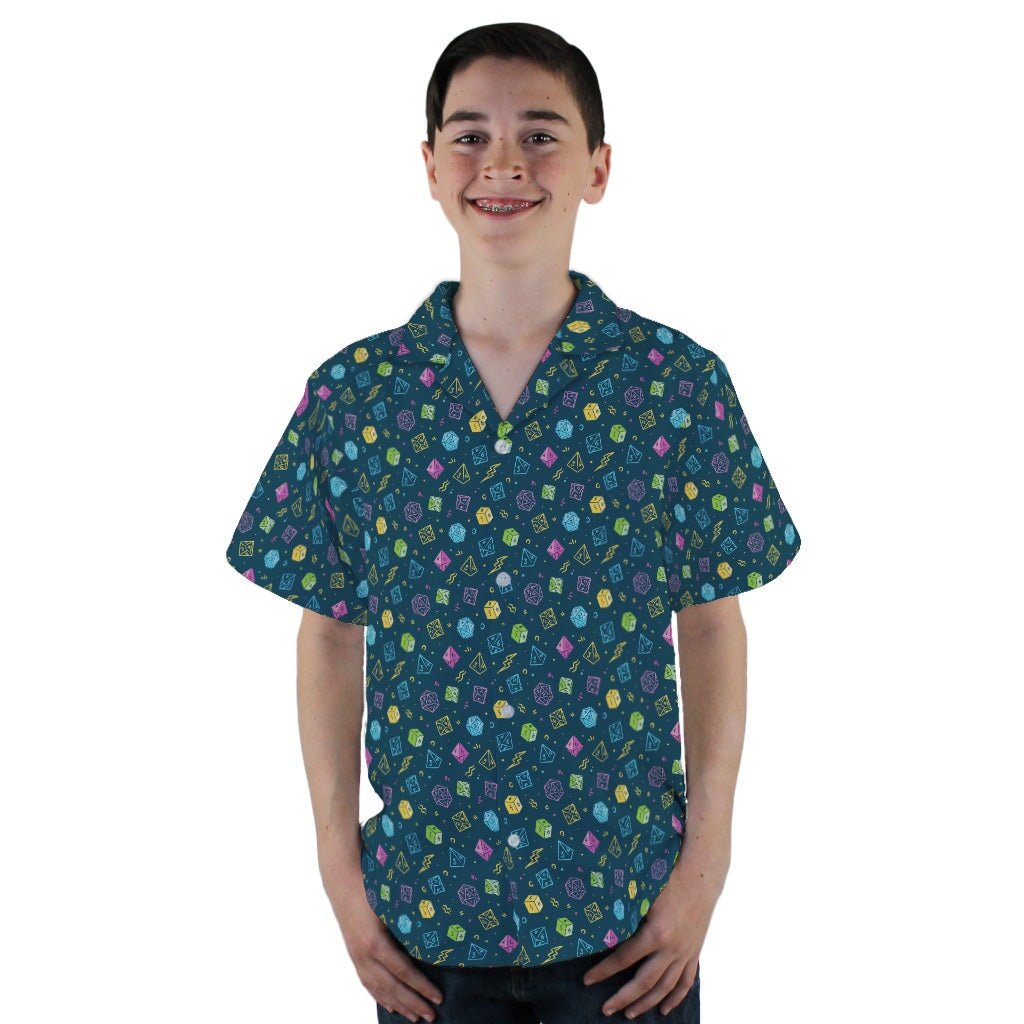 Dnd RPG Dice Blue Youth Hawaiian Shirt - YL - -