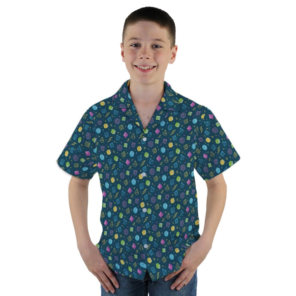 Dnd RPG Dice Blue Youth Hawaiian Shirt - YM - -