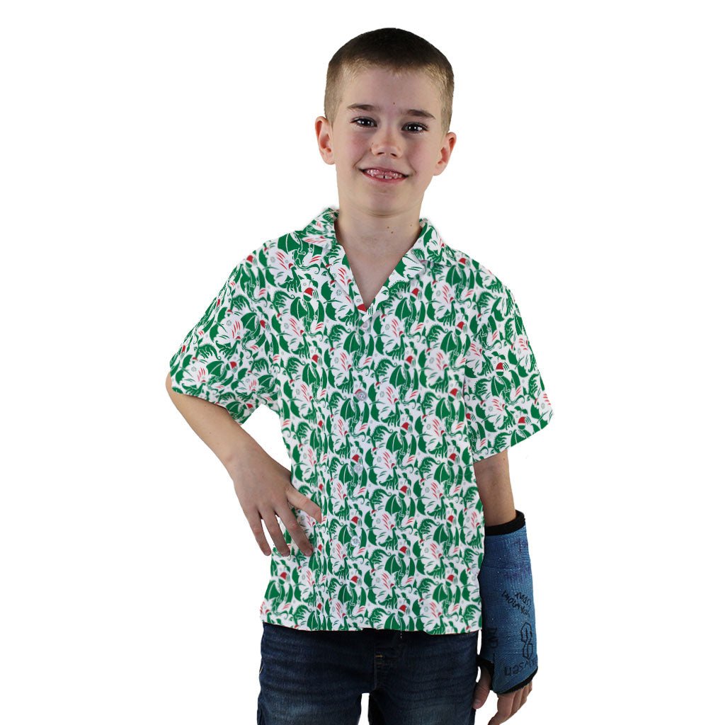 DND Santa Hat Dragons Youth Hawaiian Shirt - YXS - -