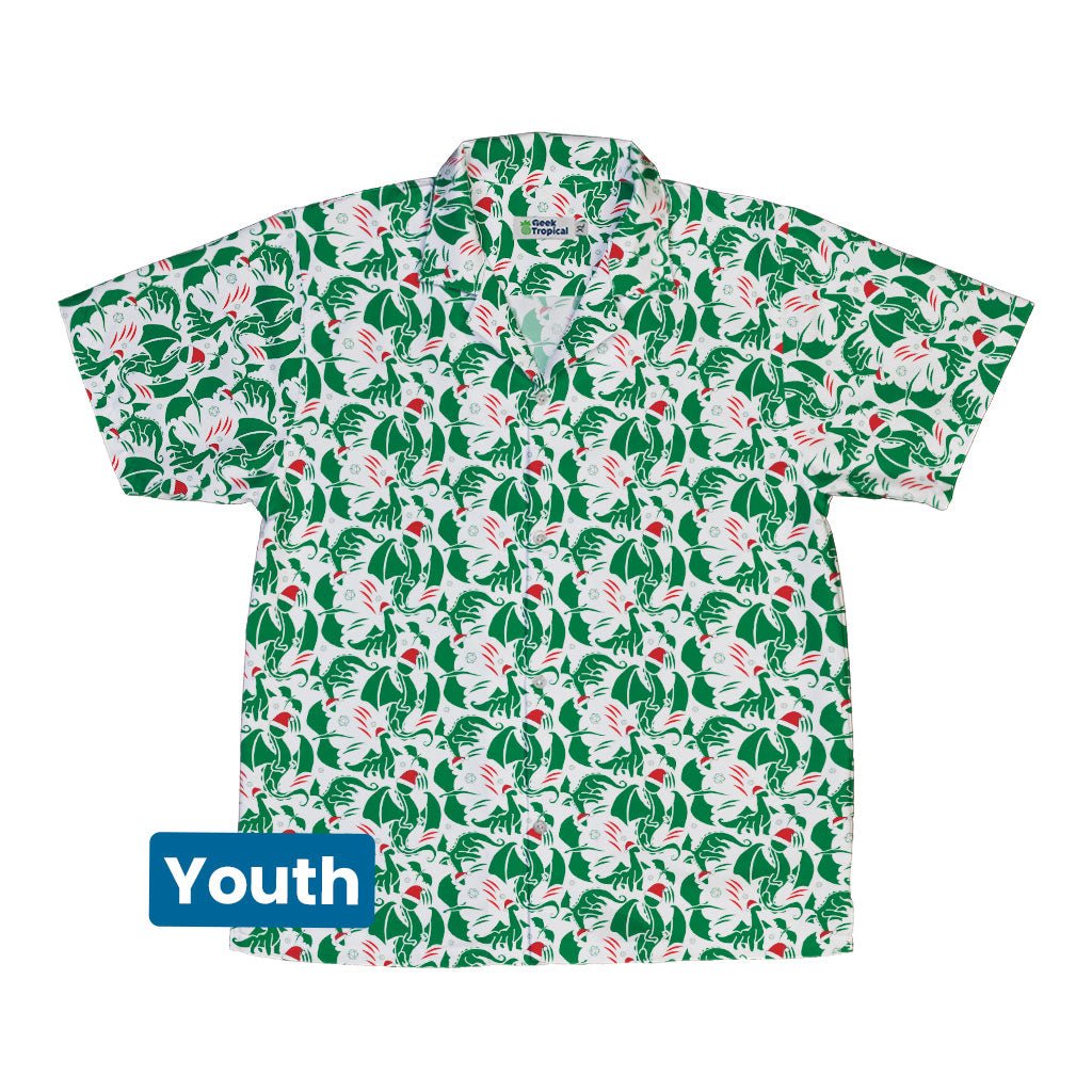 DND Santa Hat Dragons Youth Hawaiian Shirt - YXS - -