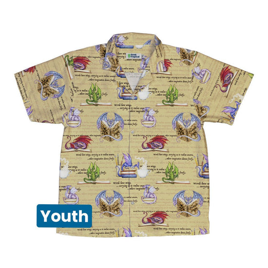 Dragon Bookworm Youth Hawaiian Shirt - YXS - -