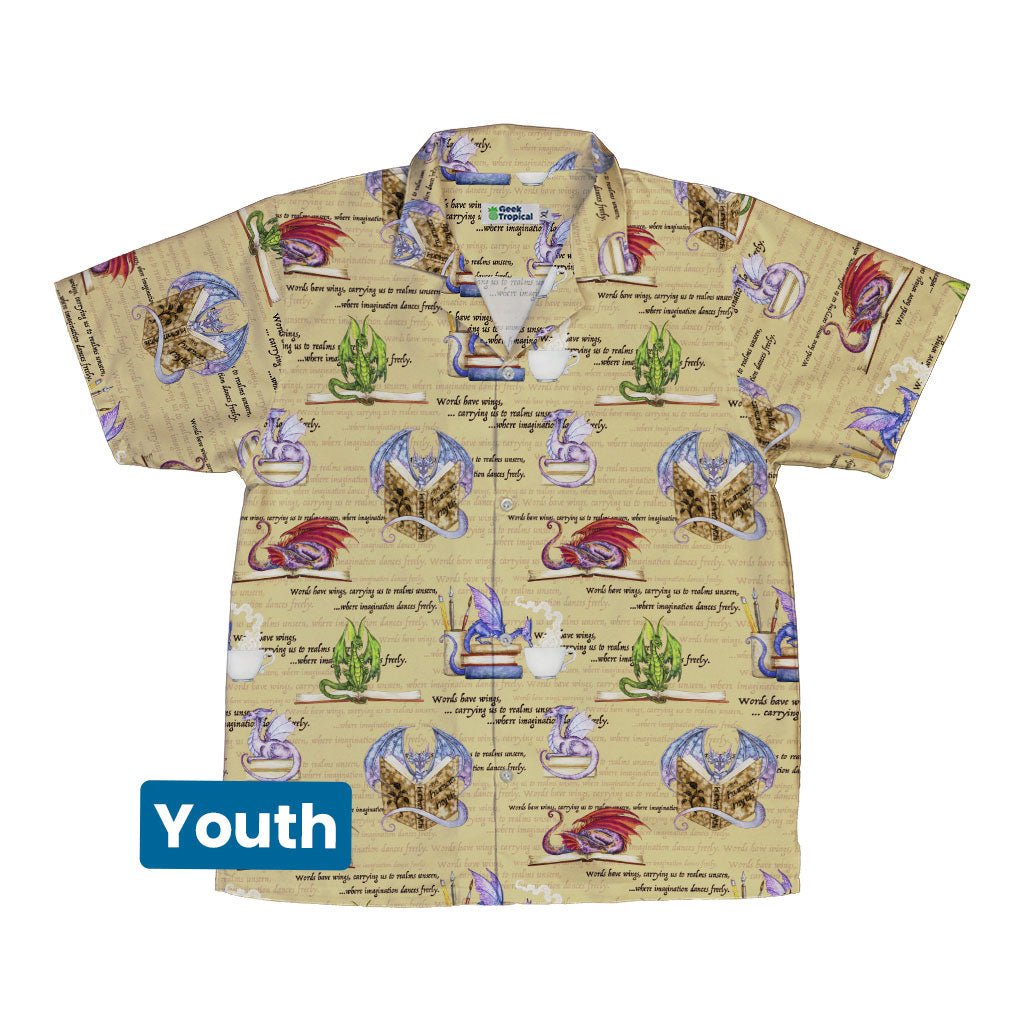 Dragon Bookworm Youth Hawaiian Shirt - YXS - -