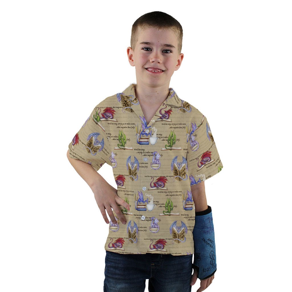 Dragon Bookworm Youth Hawaiian Shirt - YXS - -