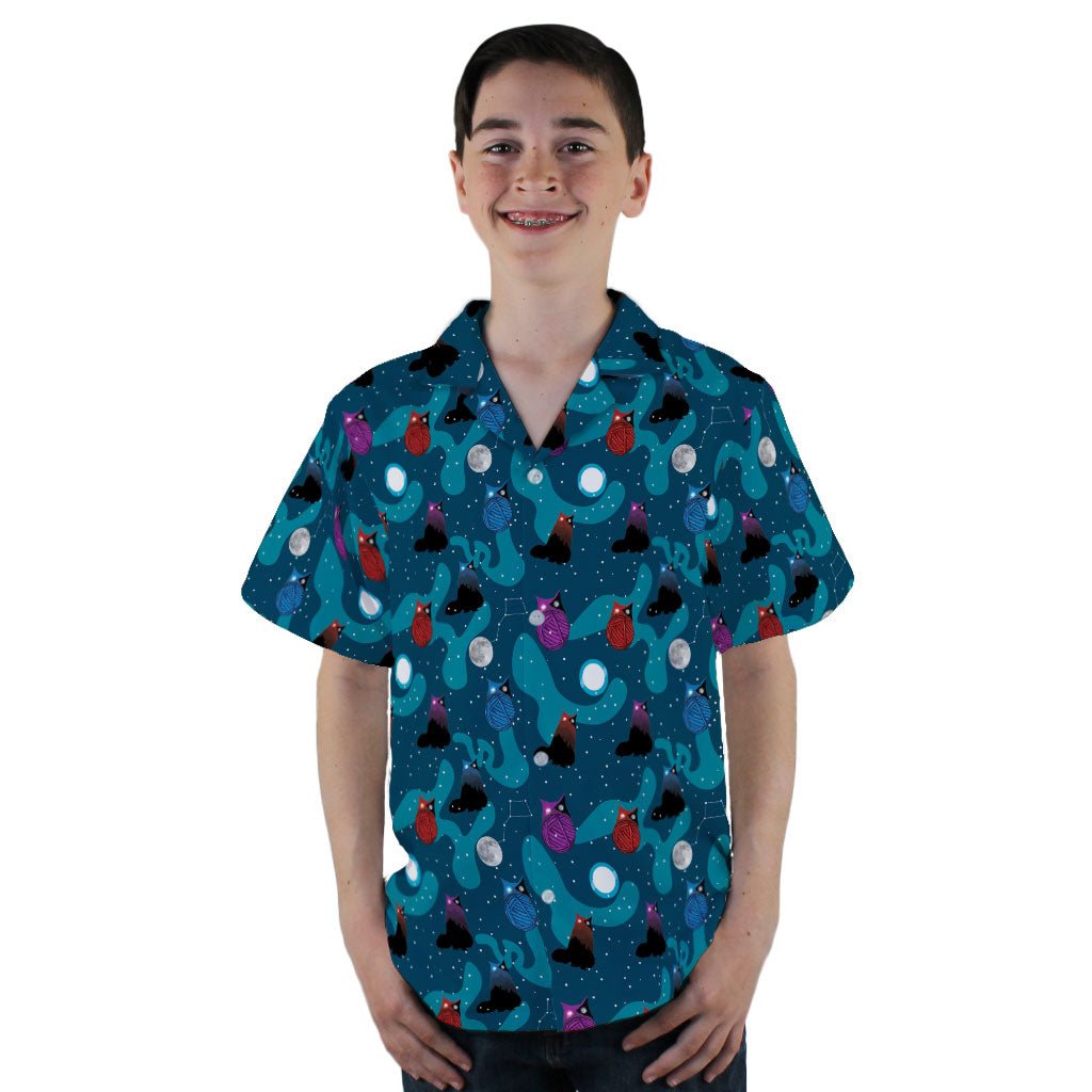 Exploding Kittens Day And Night Sky Cats Youth Hawaiian Shirt - YL - -