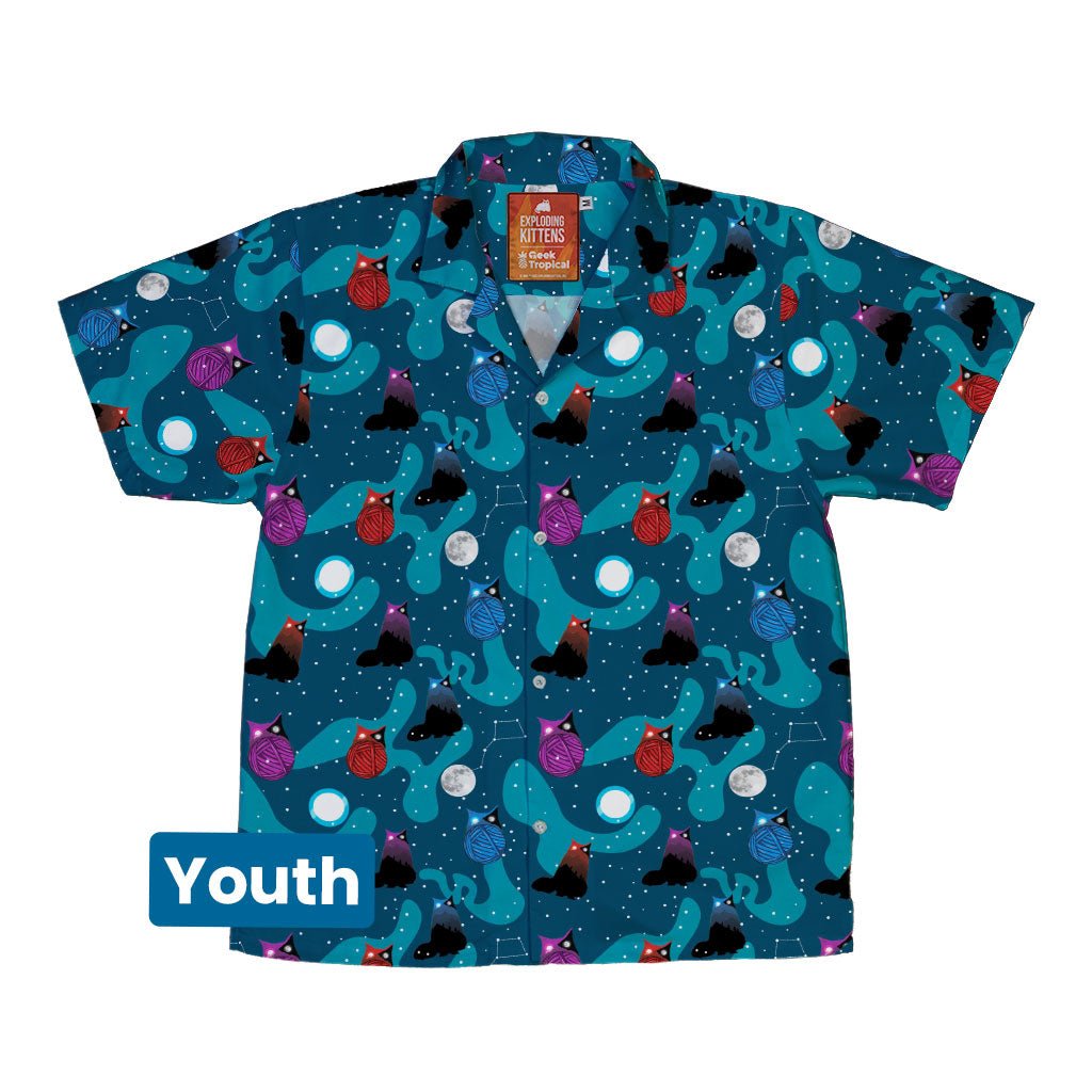 Exploding Kittens Day And Night Sky Cats Youth Hawaiian Shirt - YXS - -