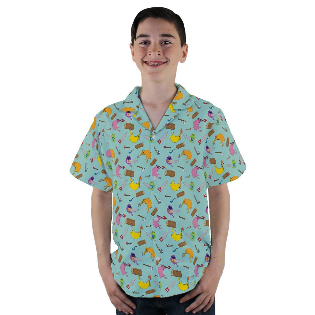 Exploding Kittens Lumber Cats Summer Youth Hawaiian Shirt - YL - -
