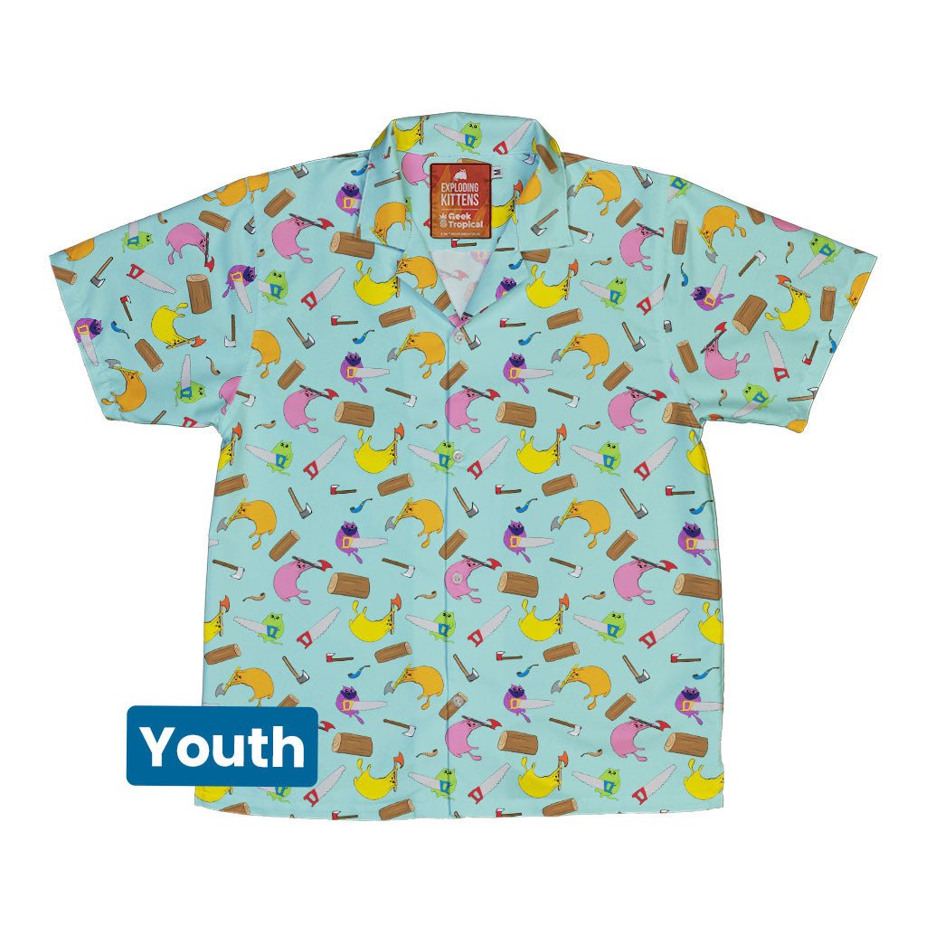 Exploding Kittens Lumber Cats Summer Youth Hawaiian Shirt - YXS - -