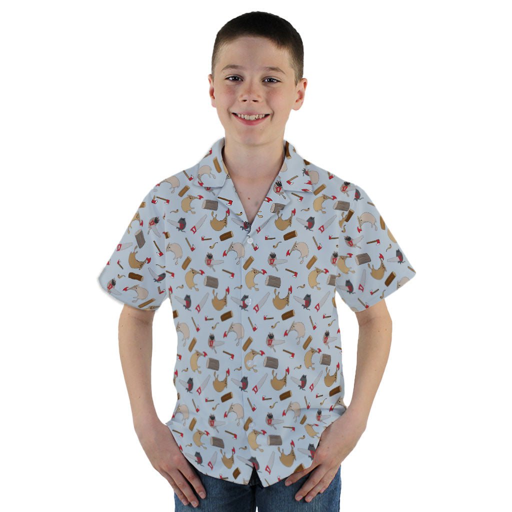 Exploding Kittens Lumber Cats Youth Hawaiian Shirt - YM - -