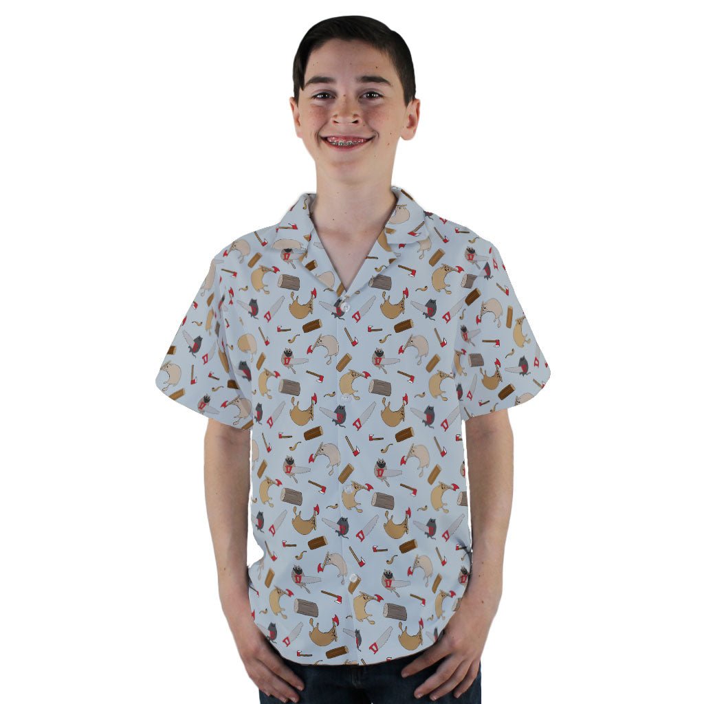 Exploding Kittens Lumber Cats Youth Hawaiian Shirt - YL - -