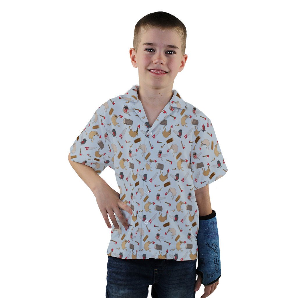 Exploding Kittens Lumber Cats Youth Hawaiian Shirt - YXS - -