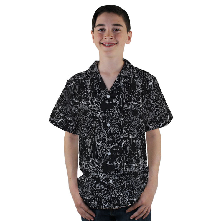 Exploding Kittens Mashup Black Youth Hawaiian Shirt - YL - -