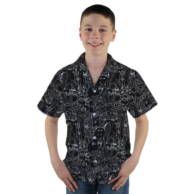 Exploding Kittens Mashup Black Youth Hawaiian Shirt - YM - -