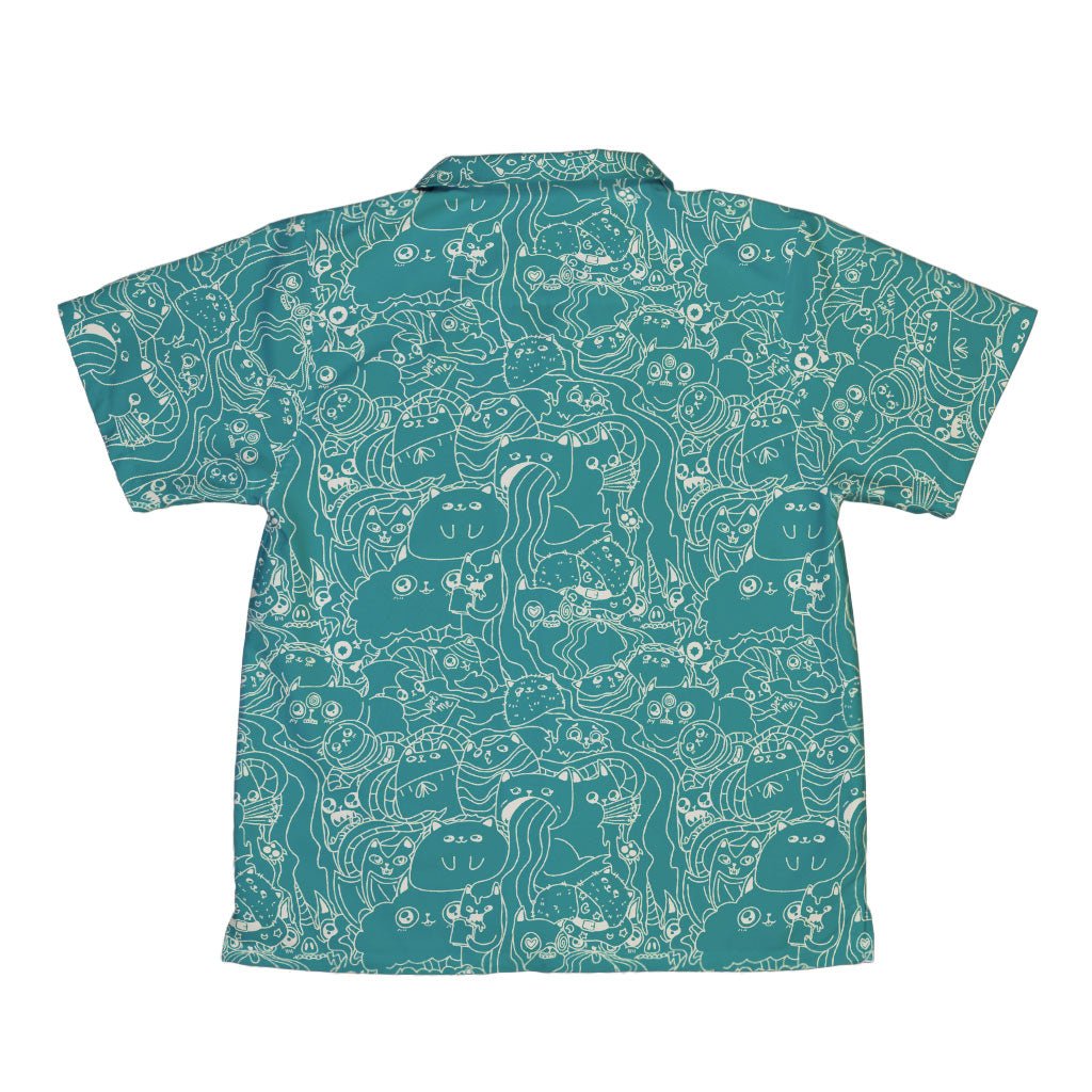 Exploding Kittens Mashup Mossy Teal Youth Hawaiian Shirt - YXS - -