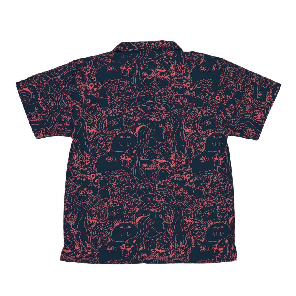 Exploding Kittens Mashup Navy Blue Youth Hawaiian Shirt - YXS - -