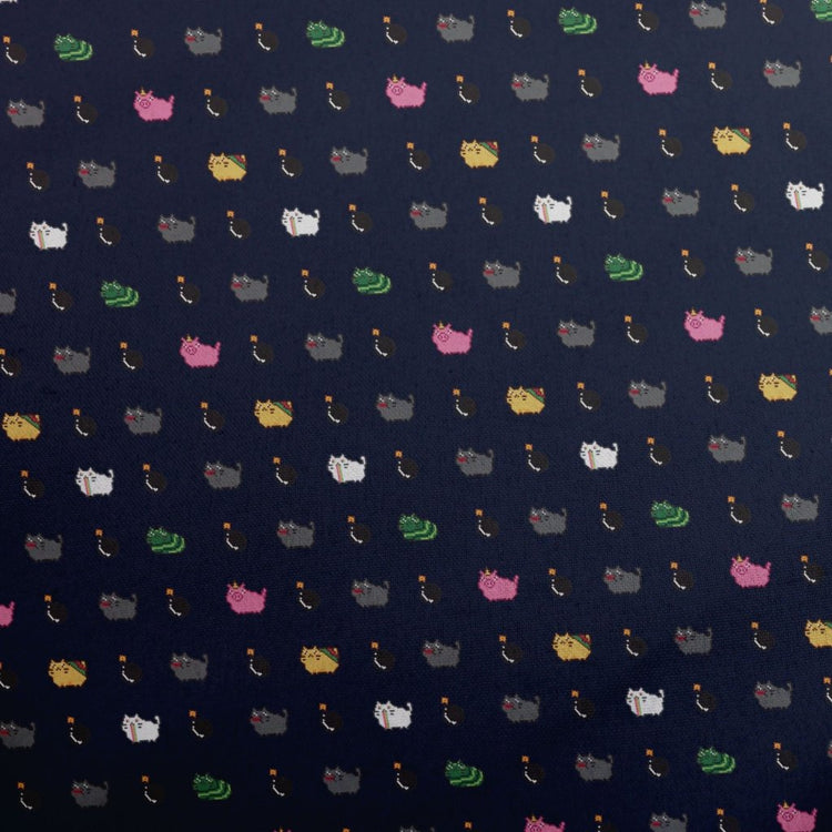 Exploding Kittens Pixel Cats Dark Blue Youth Hawaiian Shirt - YXS - -