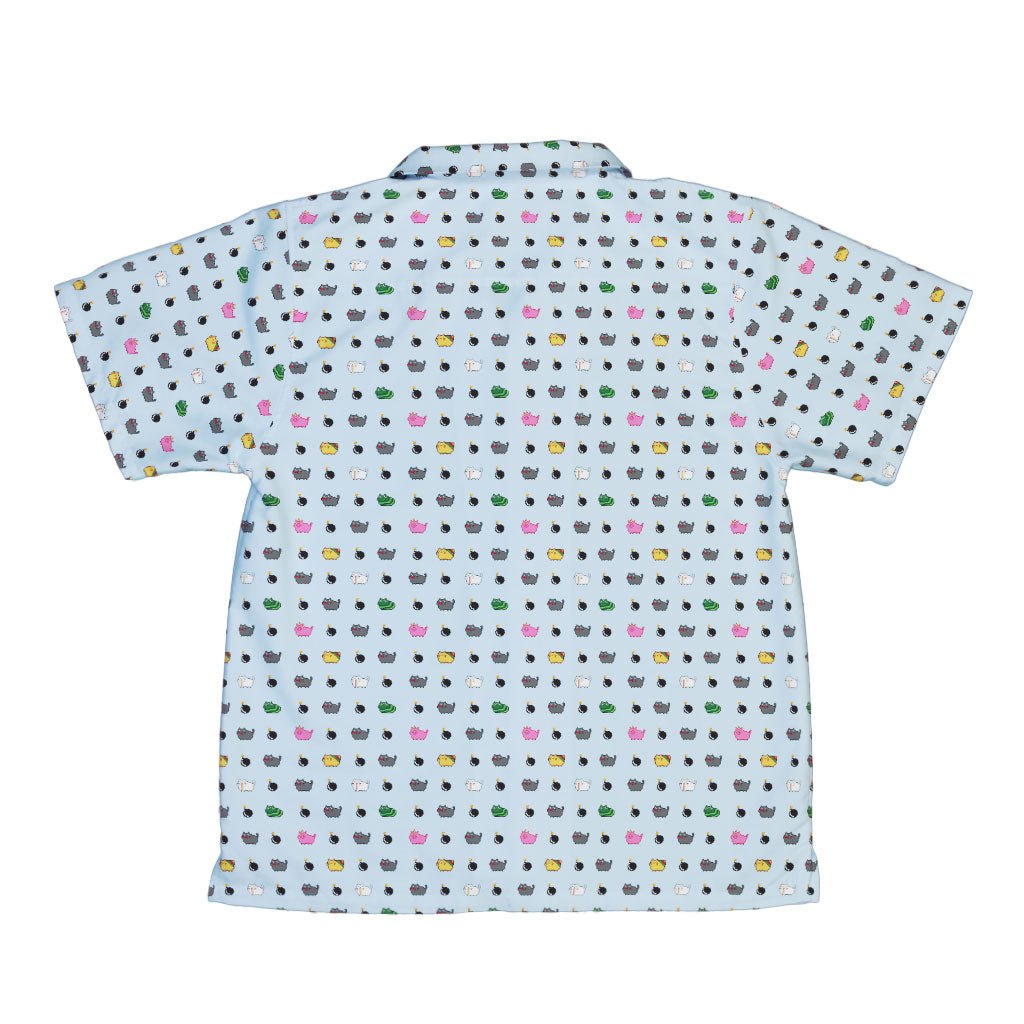 Exploding Kittens Pixel Cats Sky Blue Youth Hawaiian Shirt - YXS - -