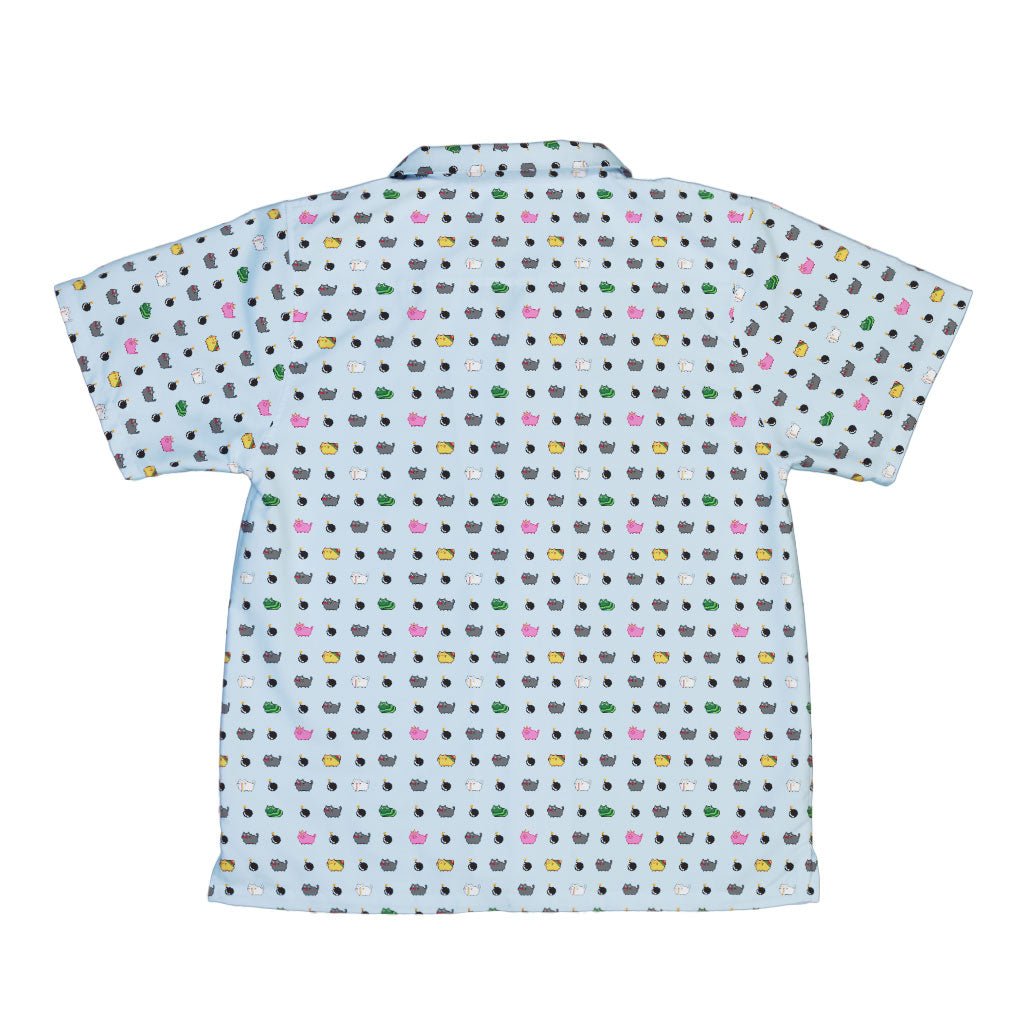 Exploding Kittens Pixel Cats Sky Blue Youth Hawaiian Shirt - YXS - -