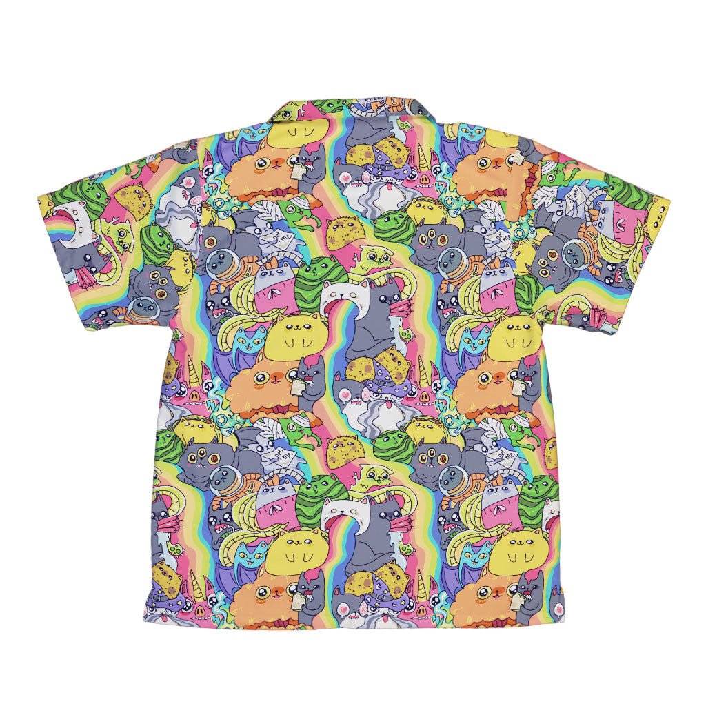 Exploding Kittens Rainbow Explosion Youth Hawaiian Shirt - YXS - -