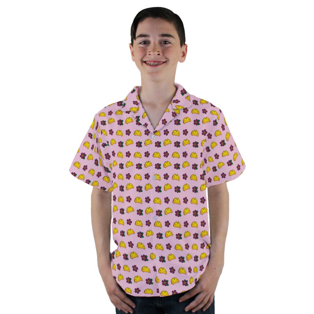 Exploding Kittens Tacocat Flowers Youth Hawaiian Shirt - YL - -