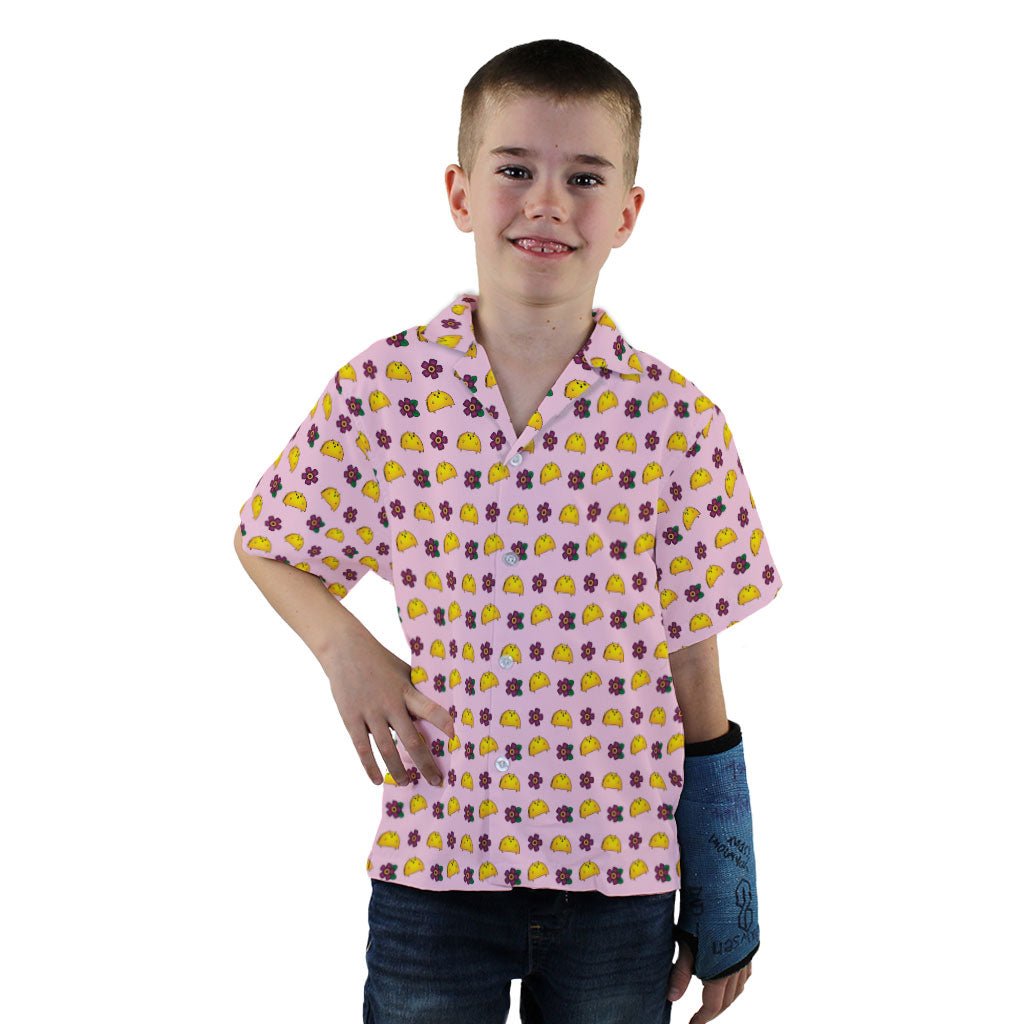 Exploding Kittens Tacocat Flowers Youth Hawaiian Shirt - YXS - -