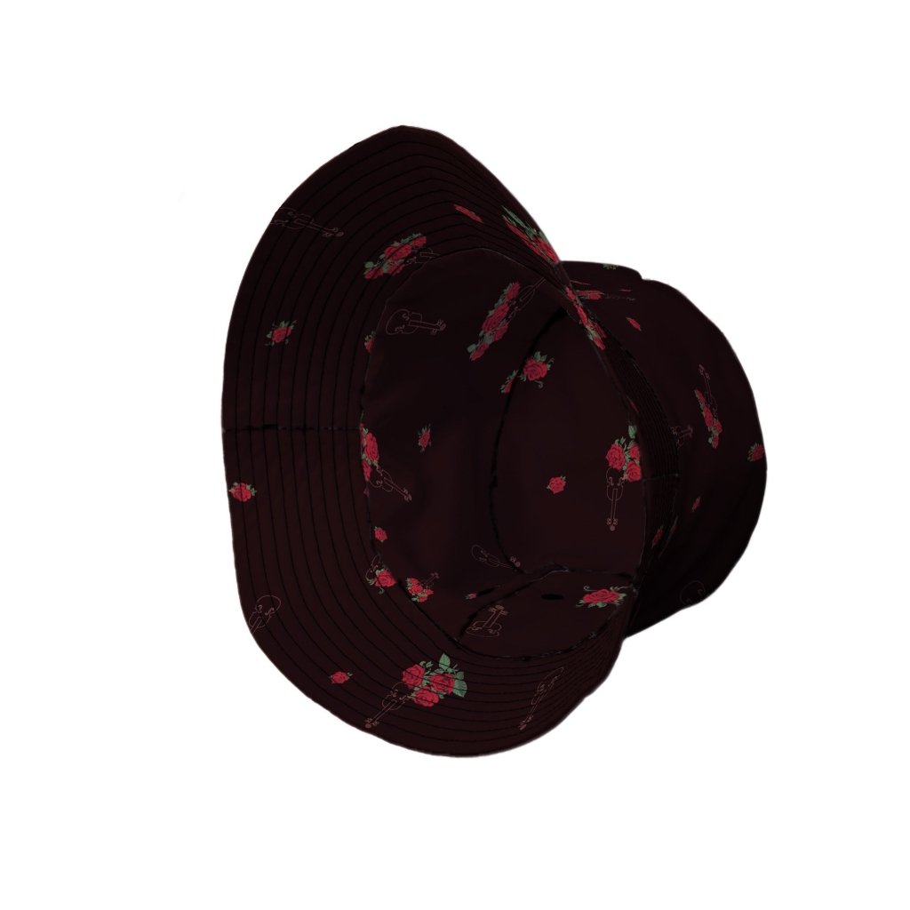Floral Violin Melody Bucket Hat - M - Black Stitching - -