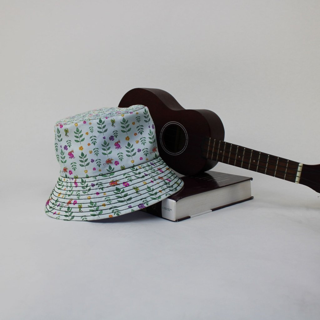 Garden Dragons Fantasy Bucket Hat - M - Black Stitching - -